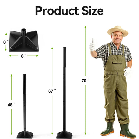 Heavy Duty Steel Garden Tamper With 48 Inch Handle And Rubber Grip For Soil Gravel Asphalt And Lawn A True Workhorse shown with dimensions