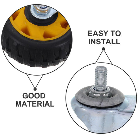 Universal Floor Jack Caster Wheel Replacement For Smooth Rollin Garage Workhorse And Real Deal Shop Fixins Heavy Duty Swivel Caster Upgrade For Hydraulic Trolley Jack Tune Up 492By275Inch close-up of durable yellow wheel and mounting nut.