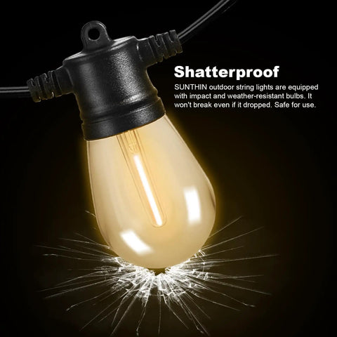 Single LED bulb from 96Ft Outdoor String Lights With 32 LED Shatterproof Bulbs For Patio Garden Backyard Deck Porch Fence Bistro Poolside