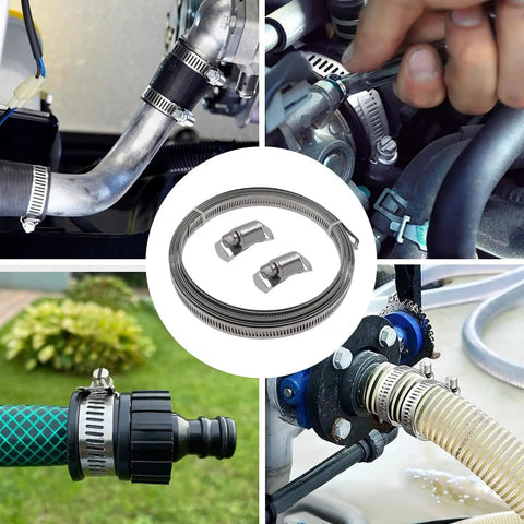 Premium 304 Stainless Steel Hose Clamp Strap With Cutter, 16.4ft Adjustable Metal Banding Tool For Auto Repair And Plumbing Projects That Rock on hoses