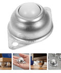 Dope 12 Piece Carbon Steel Swivel Ball Transfer Bearing Set With Two Hole Screw Mount Zinc Plated Finish For Heavy Loads Smooth Rolling Motion And Whisper Quiet Performance In Transmission And Industrial Gear Bases - Close-up of swivel ball bearing.