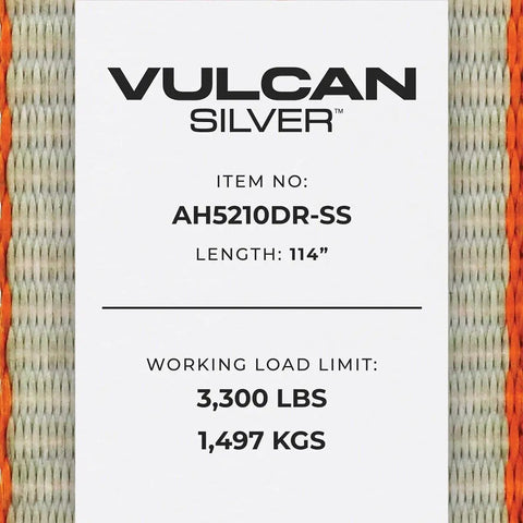 Axle Tie Down Strap Kit With Ratchet And Snap Hooks 2 Inch By 114 Inch Silver Series 4 Pack 3300 Pound Safe Working Load label