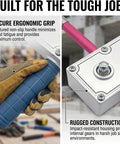 Close-up of ergonomic grip on Hot Stuff Electrician's Wire Pulling Assistant, showcasing textured handle and rugged construction.