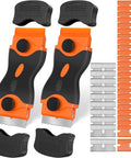 All In One Blade Scraper With 50 Blades For Glass Windows And Cooktops Includes Plastic Safe Blade And Metal Heavy Duty Blade Decal Remover Tool Orange featuring two scrapers with extra blades
