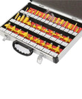 Kick Your Woodworking Game Up With This Killer 35 Piece Router Bit Set Featuring 1/4 Inch Shank Tungsten Carbide Bits inside sturdy storage case.
