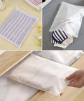 Bulk Pack 100 Count 10 By 13 Inch Frosted Zipper Plastic Bags For Clothing With Vent Holes Reclosable Clear Apparel Bags in use