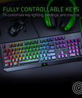 Sick Clicky Mechanical Gaming Keyboard With Programmable Keys And Custom RGB Lighting on a desk with gaming accessories.