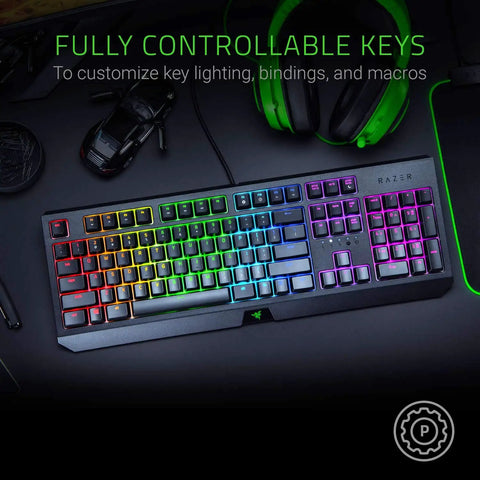 Sick Clicky Mechanical Gaming Keyboard With Programmable Keys And Custom RGB Lighting on a desk with gaming accessories.