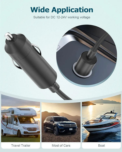 Heavy Duty 11 Feet Starlink Mini Car Power Adapter 12V To 30V DC Charger Cigarette Lighter Cord for travel trailer and boat.