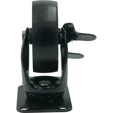 Heavy Duty 3.5 Inch Swivel Caster Wheel Kit Featuring Two Lock Brakes And Two Non Brake Plates, front view of caster with brakes.