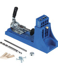 Premium Pocket Hole Jig System With Five Piece Screw Kit And Adjustable Face Clamp for precise wood joinery with accessories.