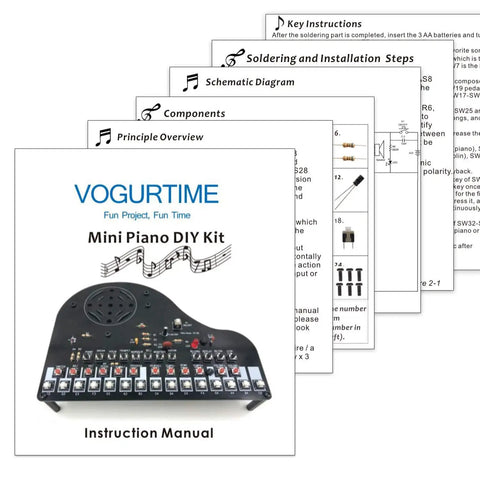 Instruction manual for Do It Yourself Hands On Piano Soldering Project Kit For Electronics Practice And STEM Gift With Multiple Sound Effects