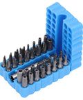 Top Pick For 33 Piece Security Screwdriver Bit Set With 1/4 Inch Hex Shank Featuring Torx Tr, Tri Wing, And Spanner Bits Made From Durable S2 Steel For All Your Gadget Repair Jobs. Blue 33-piece S2 steel security bit set in holder