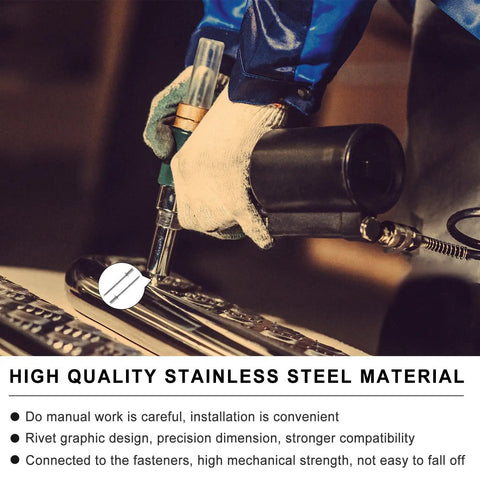 Worker using 50 Pcs Stainless Steel Blind Rivets Kit With Flat Head Design And High Mechanical Strength For Furniture Hardware And Household Repairs.