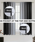 Gradient Ombre Room Darkening Curtains Set Two Panels 52 By 54 Inches With Rod Pocket 70 To 90 Percent Blackout Thermal Insulated Drapes