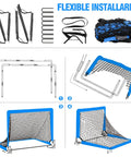 Assembly guide for Two Pop Up Kids Soccer Goals For Backyard Practice Set 6x4 Ft And 4x3 Ft with stakes and net