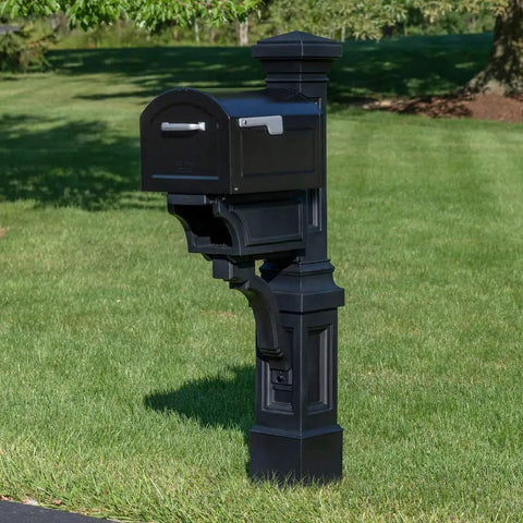 Atherton Mail Post For Side And Undermount Mailboxes, No-Fuss Install, Weather Resistant Outdoor Post, Onyx Black