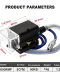 Portable Pro Grade Nick Grinder Kit For Flat Die Cutting Grooves Pneumatic Cutter with tubes and dimensions shown
