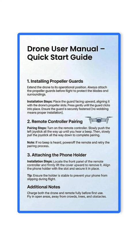 Dope Mini 4K Drone User Manual Quick Start Guide for setup and operation instructions