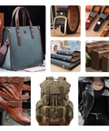 150 Set 8Mm Chicago Screws And Leather Rivets Kit built tough shown with leather bags, belts, notebooks, boots, and clothing.