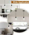 Two Pack Black Hammered Glass Pendant Lights With Adjustable Cords For Kitchen Island in modern kitchen and bedroom settings.