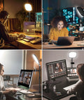 Adjustable Desk Ring Light With Stand For Webcam And Video Calls, 30 Light Modes For Live Streaming And Meetings, ideal for home office setups