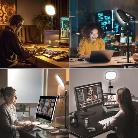 Adjustable Desk Ring Light With Stand For Webcam And Video Calls, 30 Light Modes For Live Streaming And Meetings, ideal for home office setups
