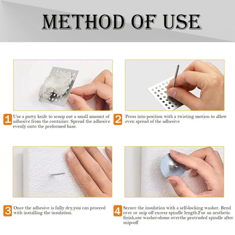 Top Shelf Insulation Pins With Self Locking Washers And Aluminum Dome Caps For Foam Board Wall Ceiling installation method steps