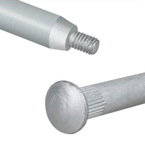 Close-up of zinc-plated steel pin and threaded end from Door Hinge Pin Repair Kit With Anti Rust Nuts For 2007 2018 Jeep Wrangler