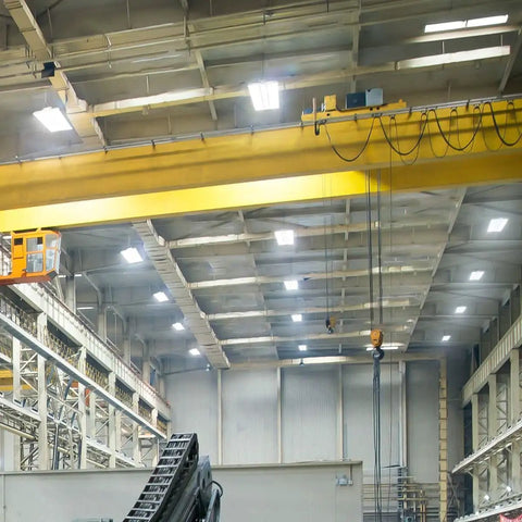 Industrial ceiling with bright 2Ft Liner High Bay LED Shop Light 165W 23,100 Lm 5000K Daylight 110 Degree Beam