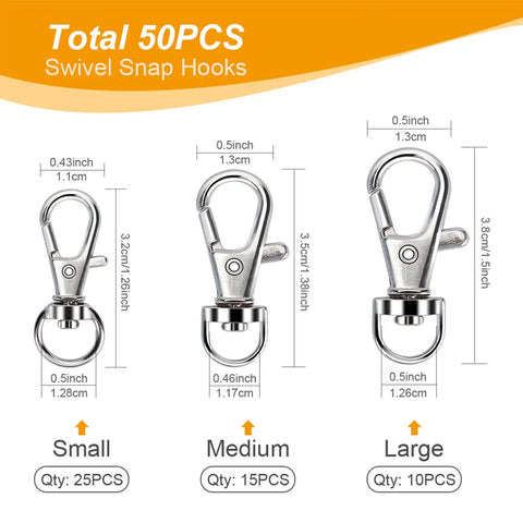 Hella Durable Zinc Alloy Swivel Snap Hooks With Heavy Duty Key Rings And Lobster Claw Clasps In Sweet Assorted Sizes for keys and lanyards