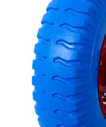 Close-up of Set Of 2 Heavy Duty 8 Inch Swivel Caster Wheels Featuring Grippier Rubber Tires in blue with textured tread.
