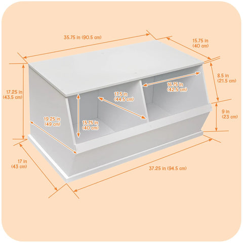 Two Bin Stackable Toy Storage Cubby Organizer For Kids Playroom A Solid Wood Panel Modular System That Grows With Your Needs