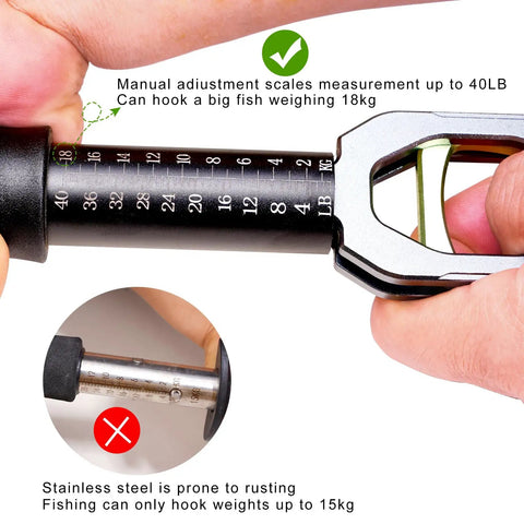 Fish Lip Gripper With Weight Scale And 360 Degree Rotation Aluminum Alloy Grip Tool For Handling Up To 40 Pounds Lightweight Portable Non Slip Rubber Handle Extra Wide 1.65 Inch Opening And Reel Safe Tackle Clip