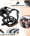 Bike Pedals With Toe Cages And Straps For Road And Mountain Bikes compatible with Peloton; aluminum with nylon cage.