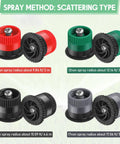 16 Pack Adjustable Arc Sprinkler Nozzles Easy Install High Efficiency Replacement Pop Up Heads For Rain Bird Hunter Orbit Sprinklers 0 To 360 Degree Pattern And 10 12 15 17 Ft Radius Fits Red Green Black Gray, displayed in different colors with size labels.
