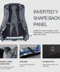 Back view of All Day Ski Hydration Backpack 30L For Snowboard Touring With inverted Y shape back panel and S-shape straps.