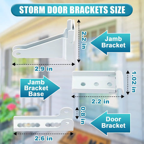 Storm Door Closer Kit With Brackets And Screws For Andersen Emco Larson Pella 40201 White Replacement Parts