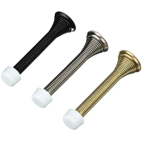 3 door stops with rubber tips, black, silver, and brass, focus keyword: 15 Pcs Door Stop Tips Replacement Caps 0.32 Inch Universal Rubber Bumper Stud Tips For Baseboard And Wall Mount Door Stops White, Keep Walls And Floors Looking Fresh, Easy Fit And Built To Last.
