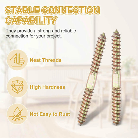 Five Piece Heavy Duty Double Ended Screws M10 X 100 Mm Carbon Steel Hanger Bolts Zinc Finish showing neat threads and rust resistance.