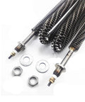 Heavy Duty 4000W Round Fin Heater With Spiral Heating Element And Hella Durable Stainless Steel Build For Ovens And Electric Stoves Delivering Serious Hot Air Performance Daily, showing detailed spiral design and installation parts.