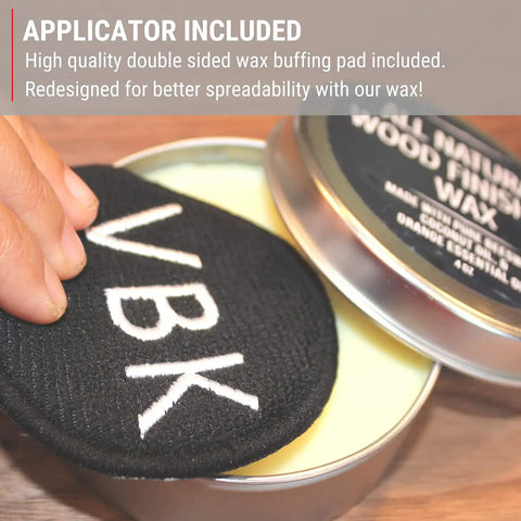 No Mineral Oil Cutting Board Oil and Wax For Wooden Surfaces, Food Grade Conditioner With Coconut Oil Beeswax, applicator pad close-up