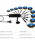 12V LED Cabinet Lighting Kit 10pcs Self-Adhesive Cuttable 6.56Ft 4000K with 10 LED roll strips and controller.