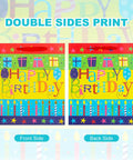 Two Pack 12.6 Inch Large Happy Birthday Gift Bags with Tissue Paper for Birthday Party Supplies, colorful cheerful design front and back.