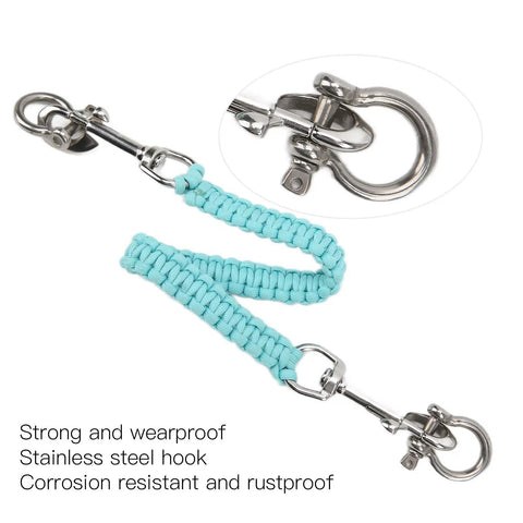 Heavy Duty Luminous Underwater Camera Carry Rope For Diving Gear Wearproof Parachute Rope Hand Knitted Lanyard Noctilucent Blue