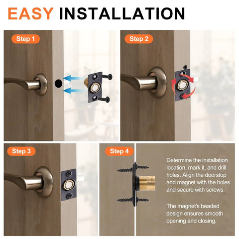 4 Pack Adjustable Magnetic Door Catch Kit for Cabinets and Closets With Screws installation process