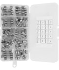 Pro Grade Glass Fuse Assortment Kit, 100 Piece Heavy Duty Set in clear storage box, 5X20mm tube fuses for circuit protection.
