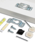 Picture Perfect Hanging System For Wall Art Up To Fifty Pounds No Wire Mount Kit with metal brackets, screws, and leveling tool.