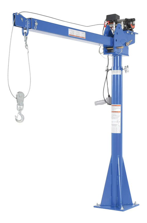 Tough As Nails 12 Volt Dc Power Jib Crane, 2000 Lbs High Strength Steel Capacity, 360 Swivel Adjustable Boom Winch, freestanding design with adjustable reach.