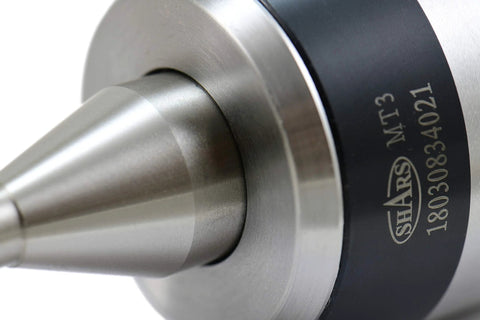 Close-up of 3MT Long Nose High Speed CNC Live Center Medium Duty Morse Taper 3 With 4000 RPM Max 60 Degree Point, steel finish